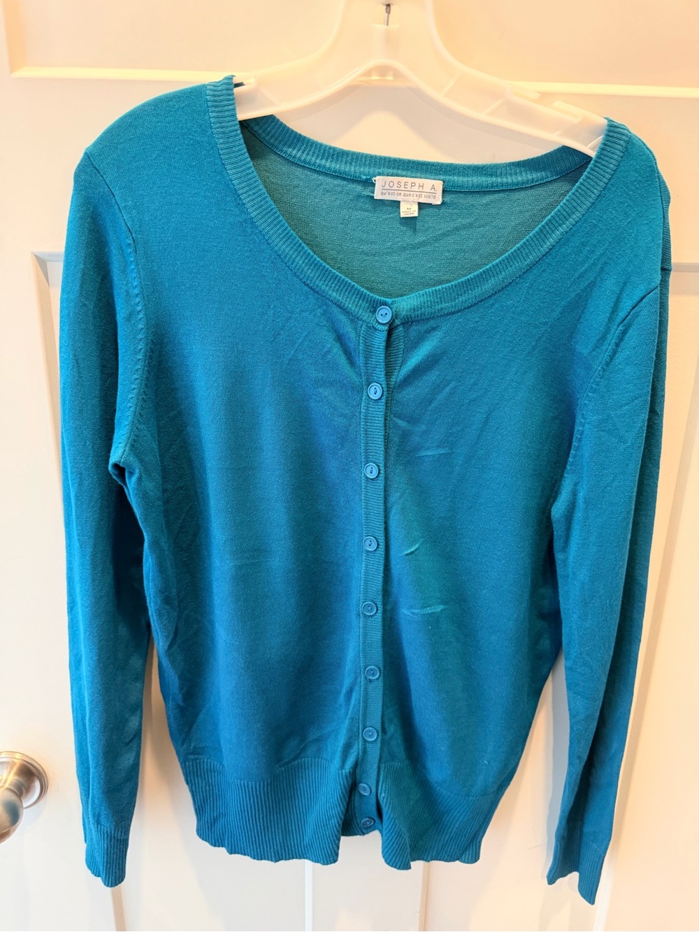 Joseph A Cardigan Medium Teal Button Front Lightweight Knit Sweater